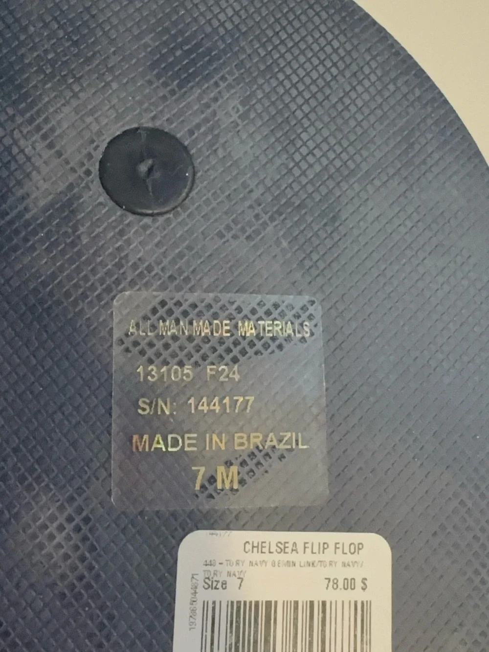 Tory Burch Navy Patterned Logo-Print Flip Flop Sandals